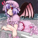  bat_wings fang foreshortening glass hands kt2 lowres oekaki remilia_scarlet smile solo touhou wings 