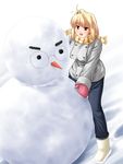  arcueid_brunestud blonde_hair miyai_sen scarf snowman solo tsukihime 