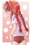  braid buruma gym_uniform lyrical_nanoha mahou_shoujo_lyrical_nanoha mahou_shoujo_lyrical_nanoha_a's minazuki_noumu red_hair shirt solo t-shirt twin_braids vita 