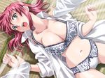  boin bra breasts dutch_angle game_cg happoubi_jin hetero huge_breasts iihara_nao lingerie panties pink_hair sleeves_rolled_up solo underwear 