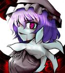  bad_id bad_pixiv_id cellphone claws dress face frills looking_at_viewer outstretched_arms phone pink_dress pink_eyes purple_hair remilia_scarlet short_hair simple_background solo touhou uousa-ou upper_body white_background 