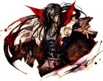  banpai_akira black_hair cape hiko_seijuurou jewelry long_hair male_focus manly ring rurouni_kenshin solo sword weapon 