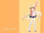  bad_id bad_pixiv_id hair_bobbles hair_ornament kodomo_no_jikan kokonoe_rin long_hair sakurai_yuyu solo striped striped_legwear thighhighs twintails wallpaper 