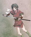  artist_request black_hair gensou_suikoden gensou_suikoden_i gensou_suikoden_ii grey_eyes kasumi_(suikoden) miniskirt ninja scarf short_hair skirt solo sword weapon 