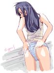  ass blue_hair cyprus long_hair original panties solo striped striped_panties underwear 