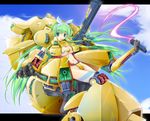  bad_id bad_pixiv_id green_eyes green_hair gundam kuon_itsuki long_hair mecha_musume solo the_o zeta_gundam 