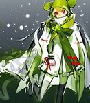  animal_ears blonde_hair coat copyright_request hat panamaman red_eyes scarf snow solo thighhighs 