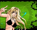  angry armpits bikini blonde_hair blue_eyes breasts fingernails gokurakuin_sakurako hair_intakes large_breasts long_fingernails long_hair non-web_source official_art open_mouth pointing ribs sekirei solo swimsuit tsukiumi very_long_hair wallpaper water 