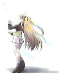  :o ankle_boots black_jacket blonde_hair blush boots brown_eyes brown_footwear fate_testarossa full_body jacket kajikawa_yahiro long_hair long_sleeves lyrical_nanoha mahou_shoujo_lyrical_nanoha miniskirt open_clothes open_jacket parted_lips pleated_skirt shirt skirt solo standing white_skirt yellow_shirt 