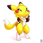  2018 :3 anthro digimon digimon_(species) featureless_chest featureless_crotch fur fusion looking_at_viewer nintendo pikachu pok&eacute;mon pok&eacute;mon_(species) renamon signature smile solo video_games where_is_your_god_now xylas yellow_fur 