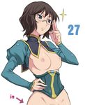  adjusting_eyewear bottomless breasts glasses gundam gundam_00 large_breasts maruto! out-of-frame_censoring pubic_hair shirin_bakhtiar solo topless 