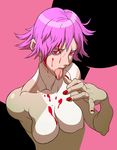  a.b.a blood breasts guilty_gear licking nail_polish nude pink_eyes purple_hair short_hair solo tongue yamamiya_hiroshi 