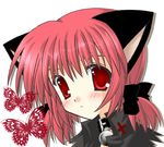  angry animal_ears blush bug butterfly cat_ears copyright_request gothic insect lowres nekoneko ponytail red_hair ribbon solo 