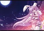  animal_ears belt bunny_ears flower highres long_hair moon pink_hair red_eyes reisen_udongein_inaba skirt solo tokiame touhou very_long_hair 