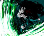  action bare_shoulders black_hair face futaba_channel hair_ribbon long_hair mspaint outstretched_arms red_ribbon ribbon sanada-x spread_arms sword weapon 