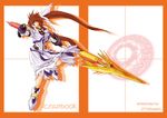  :o ankle_boots boots border fingerless_gloves full_body gloves hair_ribbon jacket lance long_hair long_skirt long_sleeves looking_at_viewer lyrical_nanoha magazine_(weapon) magic_circle magical_girl mahou_shoujo_lyrical_nanoha_strikers octagram open_clothes open_jacket open_mouth polearm puffy_sleeves purple_eyes raising_heart red_hair ribbon simple_background skirt solo spar star_of_lakshmi takamachi_nanoha twintails uka very_long_hair weapon white_background white_devil white_ribbon yuuka_(o.t.kingdom) 