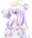  crescent hat long_hair natsuki_(silent_selena) patchouli_knowledge purple_hair solo touhou 