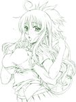  breast_grab breasts grabbing green hanzaki_jirou lala_satalin_deviluke large_breasts lips monochrome solo_focus to_love-ru 