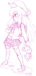  ahoge hanzaki_jirou hat long_hair minami-ke minami_chiaki monochrome pink school_uniform solo thighhighs 