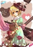  aquamarine black_legwear blonde_hair hat higurashi_no_naku_koro_ni houjou_satoko pantyhose school_uniform solo stuffed_animal stuffed_toy teddy_bear valentine 