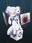  anger_core black_forest_cake blush cable cake cake_core candle commentary curiosity_core food glados heart highres kazuboh monitor morality_core orange_eyes pastry personality_core personification portal portal_(series) purple_hair short_hair solo spoilers weighted_companion_cube 