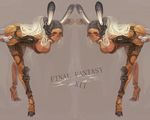  animal_ears armor bent_over breasts bunny_ears cleavage copyright_name dark_skin final_fantasy final_fantasy_xii fran kima large_breasts leaning_forward multiple_girls red_eyes revealing_clothes viera 