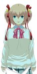  book bow hino_hikaru kamikita_komari little_busters! pink_bow ribbon school_uniform serafuku solo twintails 