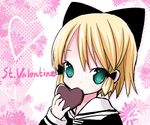  blonde_hair chocolate chocolate_heart heart kiira lowres original solo valentine 