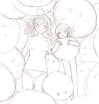  breasts clannad dango_daikazoku fujishiro_touma large_breasts lying monochrome multiple_girls nipples sketch topless 