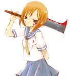  blood hatchet higurashi_no_naku_koro_ni kagoya_(artist) nose_hatchet ryuuguu_rena school_uniform solo 