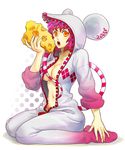  animal_ears breasts cheese cleavage food koaki large_breasts mouse_ears original sleeves_pushed_up solo unzipped 