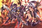  aguy breasts cleavage large_breasts mecha original red_eyes scythe silver_hair solo 