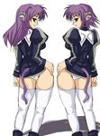  animal_ears artist_request ass blue_eyes cat_ears lieze_aria lieze_lotte lyrical_nanoha mahou_shoujo_lyrical_nanoha mahou_shoujo_lyrical_nanoha_a's multiple_girls panties purple_hair siblings sisters tail thighhighs twins underwear 