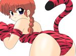  animal_print ass blush braid cameltoe genderswap genderswap_(mtf) gloves kj_(k777) paw_gloves paws ranma-chan ranma_1/2 red_hair saotome_ranma single_braid solo tail tiger_print 