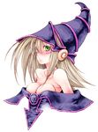  bare_shoulders blonde_hair breasts dark_magician_girl duel_monster fuyube_rion green_eyes huge_breasts large_breasts long_hair pentacle solo white_background yuu-gi-ou yuu-gi-ou_duel_monsters 