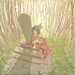  bamboo bamboo_forest forest instrument japanese_clothes kimono nature original qin_(instrument) solo vofan 