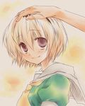  blonde_hair hairband higurashi_no_naku_koro_ni houjou_satoko kokono_coco necktie red_eyes school_uniform short_hair solo 