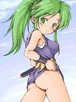  ass chabo_(fuketsudan) ganbare_goemon green_hair lowres ninja solo yae_(ganbare_goemon) 