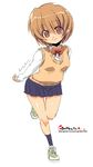  brown_eyes brown_hair highres oekaki onija_tarou original school_uniform short_hair skirt smile solo 