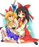  :3 blush_stickers hakurei_reimu ibuki_suika michii_yuuki multiple_girls saliva touhou yuri 