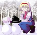  alice_margatroid blonde_hair murabito snow snowman solo touhou tree 