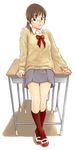  desk glasses mokyusuke original school_uniform solo sweater 