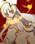  fujiwara_no_mokou inuinui monochrome red_background solo spot_color touhou 