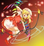  bloomers bow_(weapon) flandre_scarlet magic_circle michii_yuuki octagram solo star_of_lakshmi touhou underwear weapon white_bloomers wings 