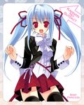  blue_hair copyright_request kannon_ouji red_eyes solo thighhighs twintails zettai_ryouiki 