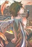  angel_wings city feathers lowres male_focus original shabon solo wings 