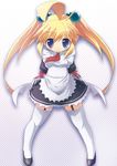  blonde_hair blue_eyes copyright_request highres hirose_madoka solo thighhighs twintails waitress 