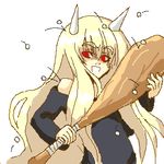  artist_request beans blonde_hair club copyright_request demon_girl horns lowres mamemaki oekaki oni red_eyes solo weapon 