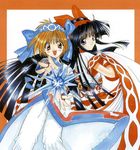  90s ainu_clothes angel_flavor artbook bow cape crystal hair_bow hairband jewelry multiple_girls nakoruru nanase_aoi red_bow rimururu ring samurai_spirits siblings sisters 