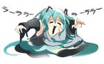  aqua_hair arms_up bad_id bad_pixiv_id bangs detached_sleeves hair_between_eyes hatsune_miku melt_(vocaloid) melting mta solo translated vocaloid 